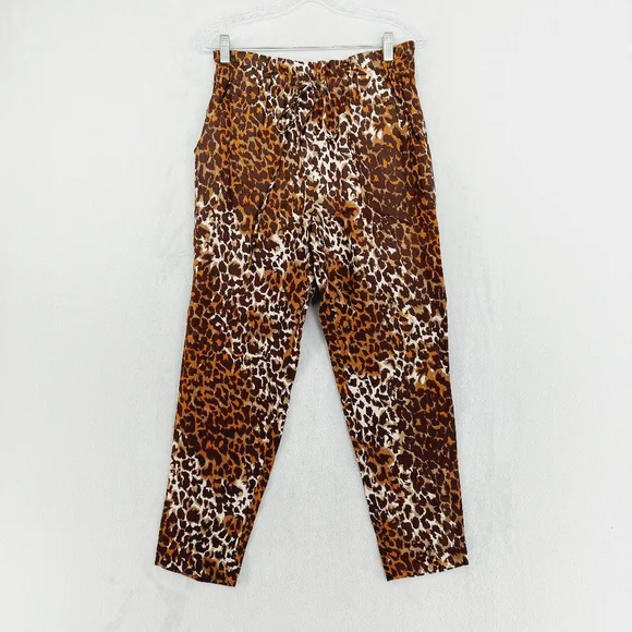 New Veronica Beard Oksana Linen Leopard Pant in Brown Multi P3613 - Picture 2 of 9